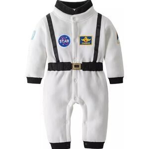 Baby Astronaut Romper One Piece Fleece Space Costume Bodysuit (2T) White NWOT